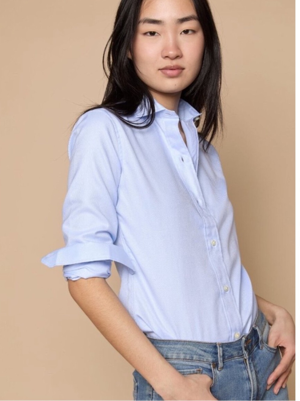 Ann Mashburn Light Blue Button-Up Shirt XS